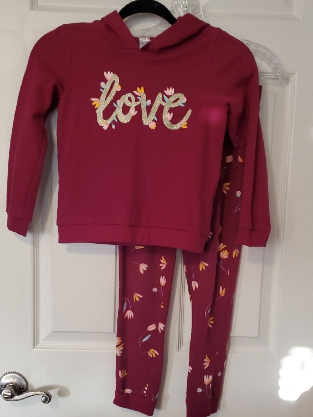 Carter's Kids Berry Pink Hoodie Love Sweatshirt and Matching Pants